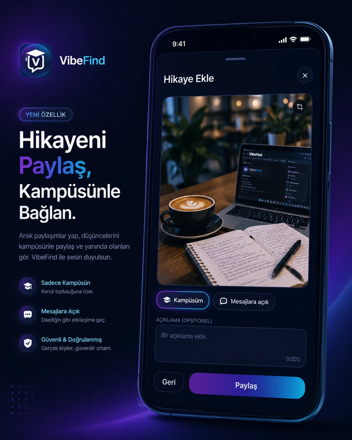 VibeFind Story tanıtım ekranı